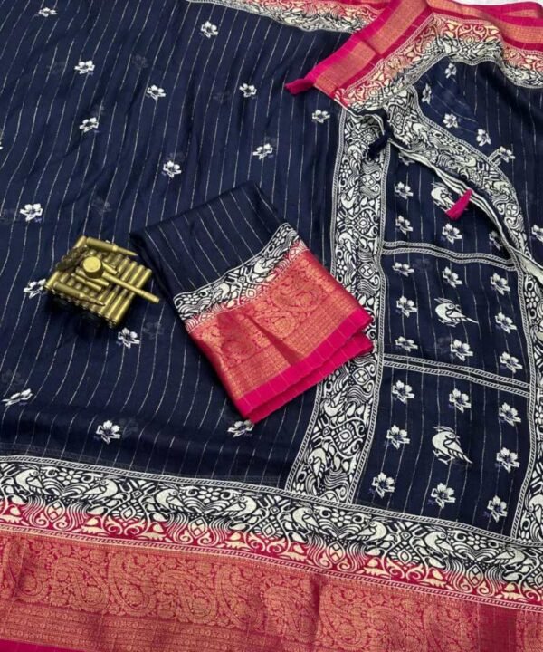 Vibrant new look Pure Delta moss Saree DM114