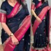 Vibrant new look Pure Delta moss Saree DM114