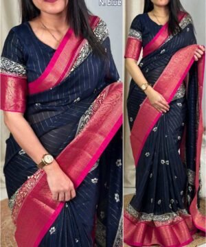 Vibrant new look Pure Delta moss Saree DM114