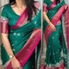 Vibrant new look Pure Delta moss Saree DM113