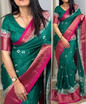 Vibrant new look Pure Delta moss Saree DM113