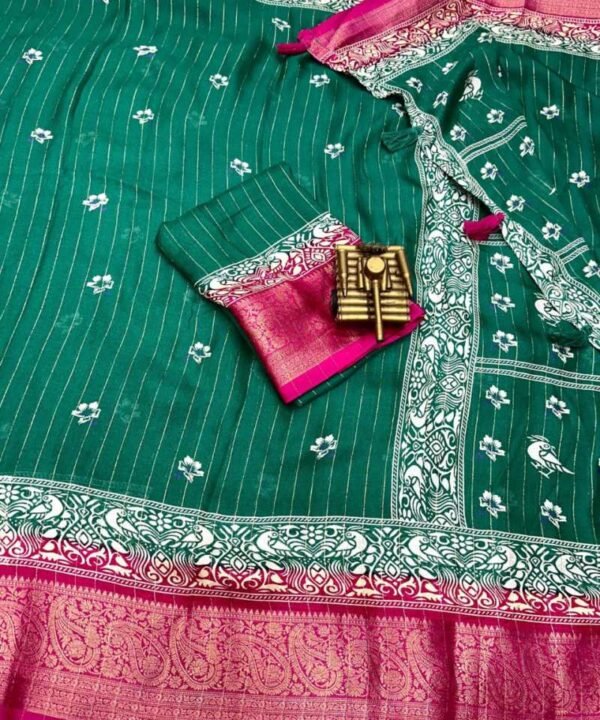 Vibrant new look Pure Delta moss Saree DM113