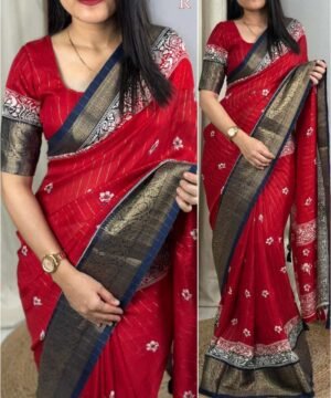Vibrant new look Pure Delta moss Saree DM112