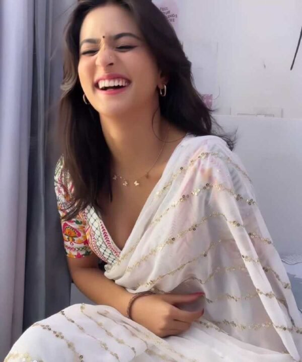 EG01 (1) Embroidered Heavy Georgette Saree with Latkan & Unstitched Blouse EG01