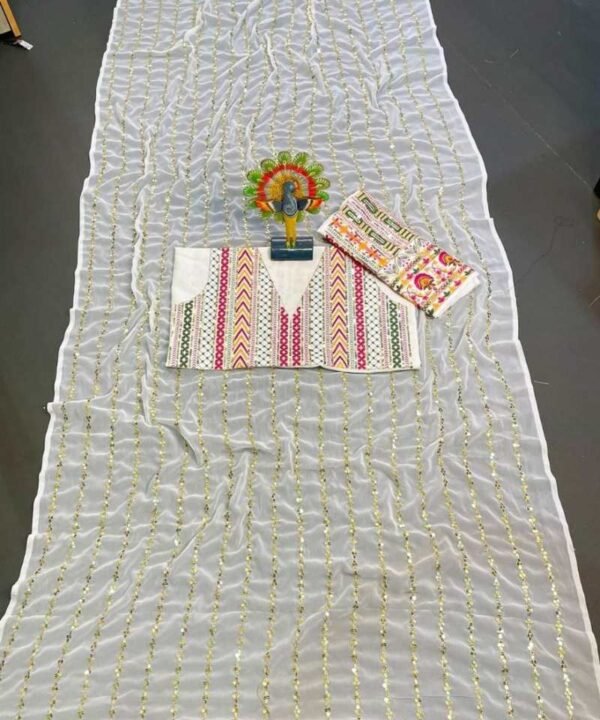 EG01 (2) Embroidered Heavy Georgette Saree with Latkan & Unstitched Blouse EG01