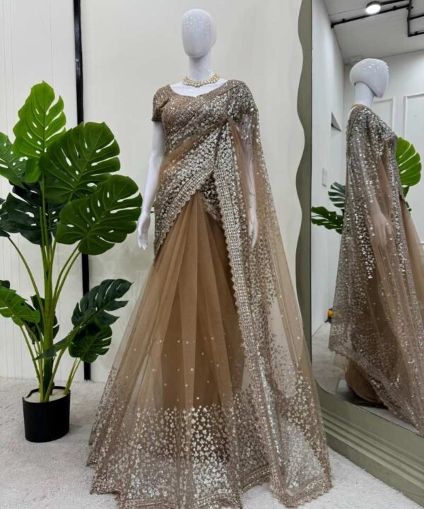 Pure Soft Net Sequence  Work Saree SNS01