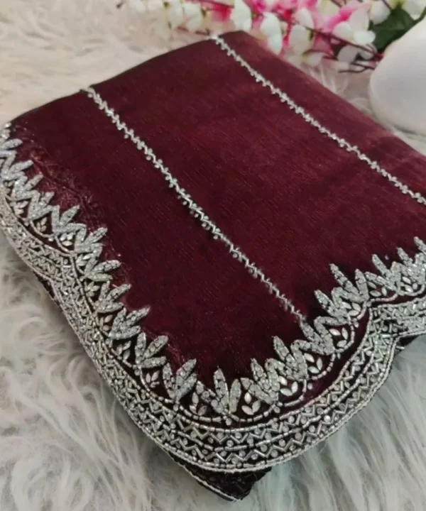 Jimmy Choo Saree With Beautiful Khatli Cut Dana Handwork JK52