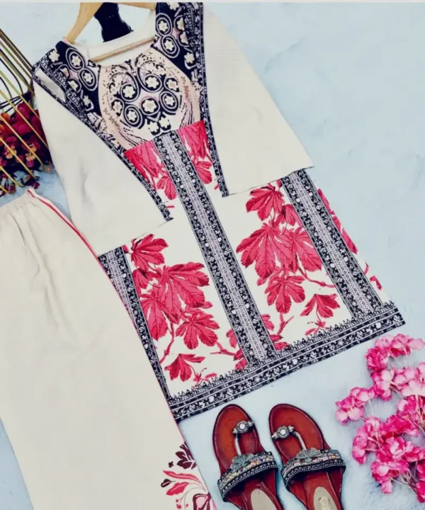 06 (1) Premium Digital Print Two Piece | Cotton Silk Kurti & Pant Set RM06