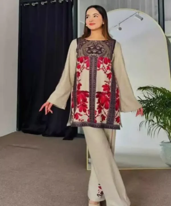 06 (2) Premium Digital Print Two Piece | Cotton Silk Kurti & Pant Set RM06