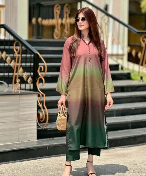 Premium Digital Print Two Piece | Cotton Silk Kurti & Pant Set RM02