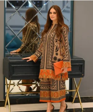 RM03 (1) Premium Digital Print Two Piece | Cotton Silk Kurti & Pant Set RM03