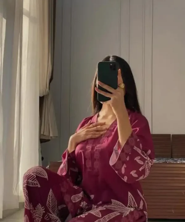 RM04 (2) Premium Digital Print Two Piece | Cotton Silk Kurti & Pant Set RM04