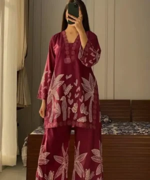 RM04 (3) Premium Digital Print Two Piece | Cotton Silk Kurti & Pant Set RM04