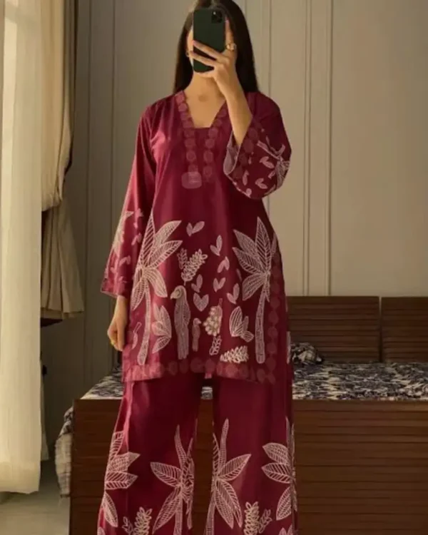 Premium Digital Print Two Piece | Cotton Silk Kurti & Pant Set RM04