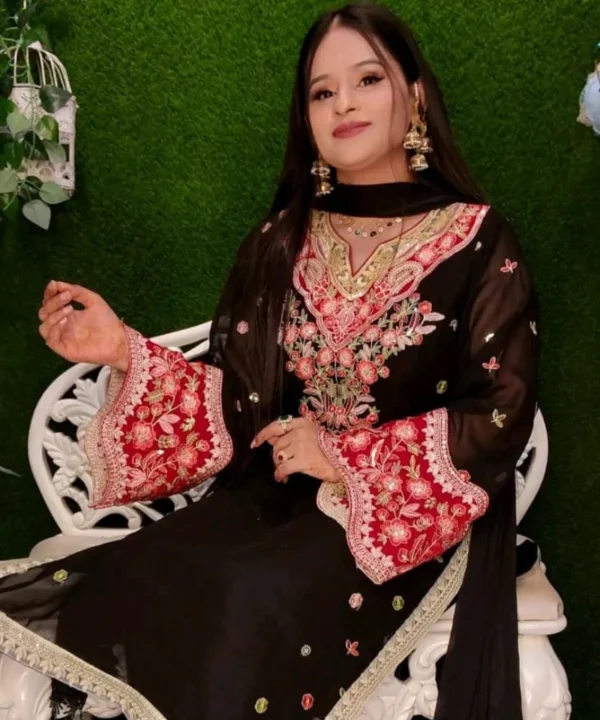 Exclusive Georgette Sequence Embroidery Three Piece | Party Wear Collection GS31