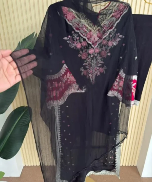 Exclusive Georgette Sequence Embroidery Three Piece | Party Wear Collection GS31