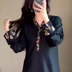 Premium Cherry Fabric Two Piece | Full Body Embroidery Work CE01