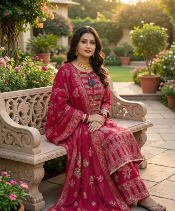 DC21 (2) Premium Dubai Cherry Ready-made Three Piece | Karchupi & Digital Print DC21