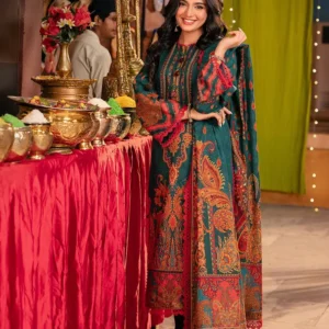 Premium Dubai Silk Digital Print Three Piece | Lace Work  DS71