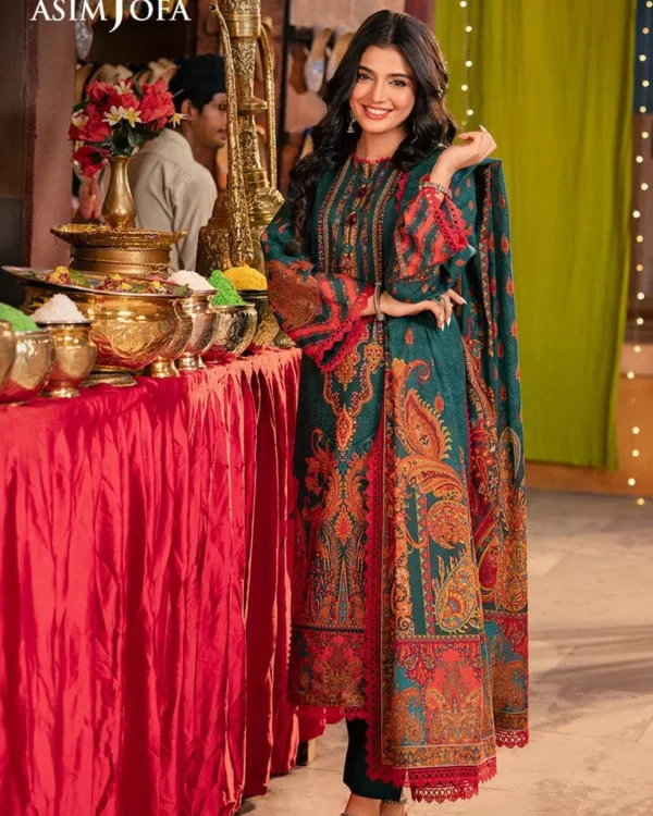 Premium Dubai Silk Digital Print Three Piece | Lace Work  DS71