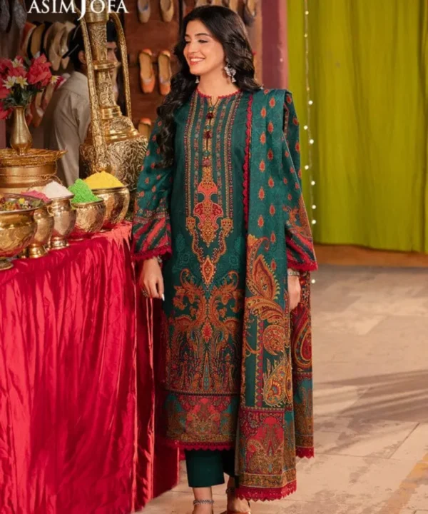 DS01 (2) Premium Dubai Silk Digital Print Three Piece | Lace Work DS71