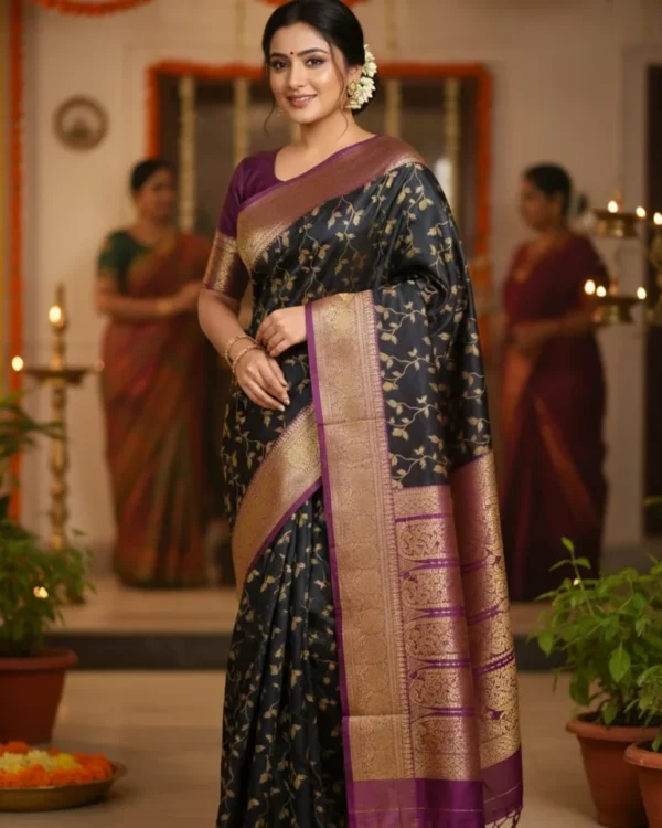 kashmiri Work Katan Saree KK02