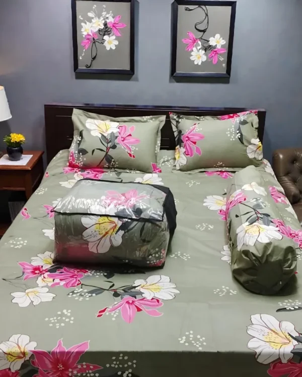 Premium Winter Comforter Set (5 Pieces) | King Size Bed Sheet & Bolster Cover PC11