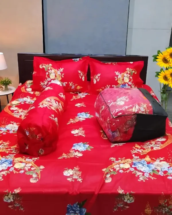 Premium Winter Comforter Set (5 Pieces) | King Size Bed Sheet & Bolster Cover PC12