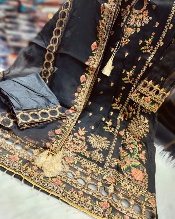 Pakistani Inspired Sada Bahar Tissue 4 Piece | Readymade Sequence Work PS06