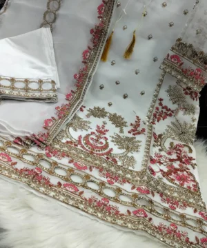 PS01 (3) Pakistani Inspired Sada Bahar Tissue 4 Piece | Readymade Sequence Work PS03