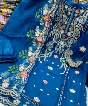 PS01 (4) Pakistani Inspired Sada Bahar Tissue 4 Piece | Readymade Sequence Work PS02