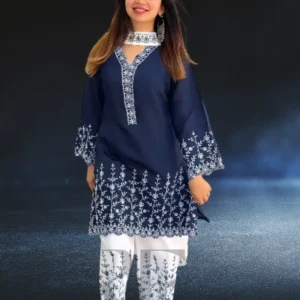 Premium Soft Cotton Embroidery Three Piece | Chiffon Orna & Butterfly Salwar SC71