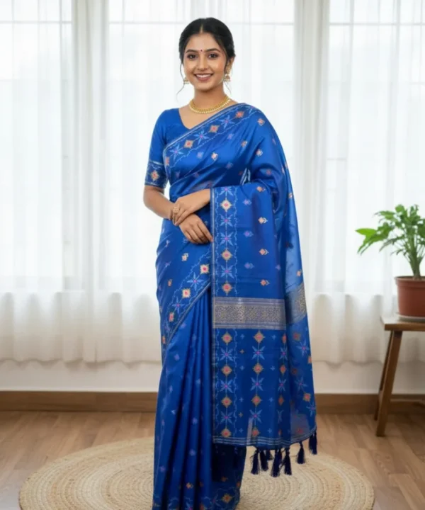 Half Silk Jamdani Print Saree SJ02