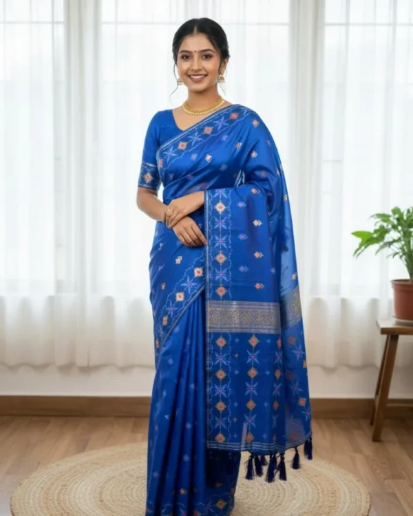 Half Silk Jamdani Print Saree SJ02