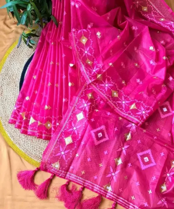 Half Silk Jamdani Print Saree SJ03