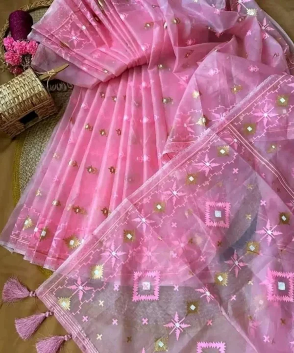 Half Silk Jamdani Print Saree SJ01