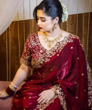 Soft Fandy Satin Saree With Heavy Embroidery and Sequence Work SF32