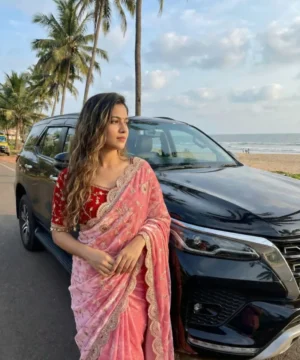 Soft Fandy Satin Saree With Heavy Embroidery and Sequence Work SF35