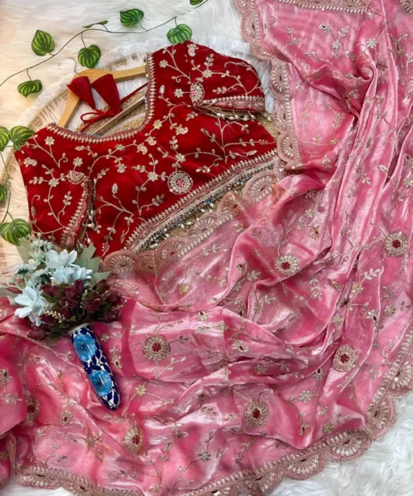 Soft Fandy Satin Saree With Heavy Embroidery and Sequence Work SF35