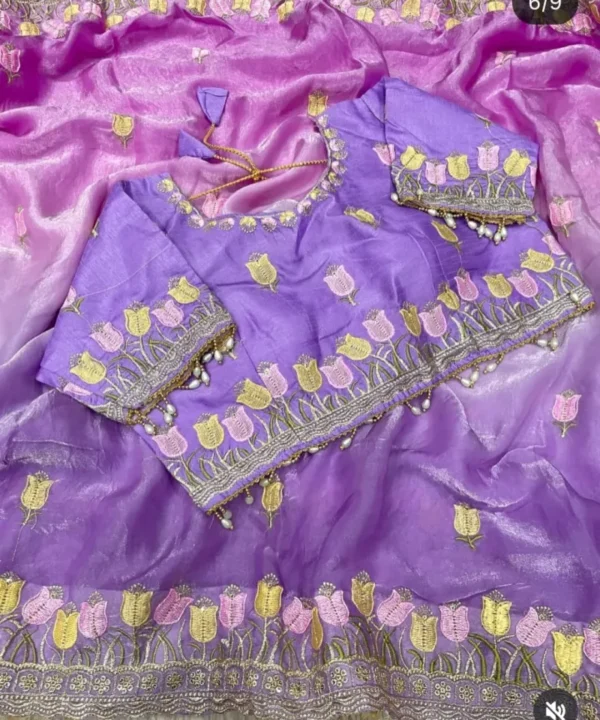 Soft Fendy Embroidered Saree with Designer Blouse SF33