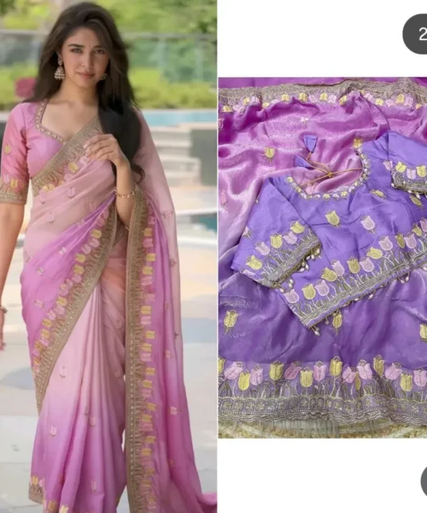 Soft Fendy Embroidered Saree with Designer Blouse SF33