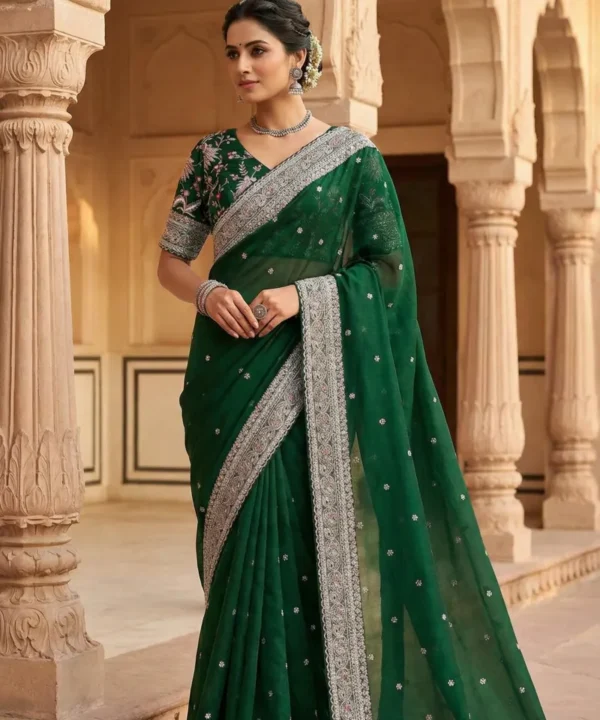 Pure Crystal Silk Jimmy Choo Saree With Sequence &  Embroidered Work JC33