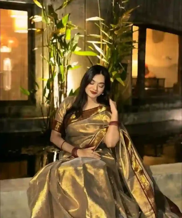 Lama Silk Saree With Contrast Border