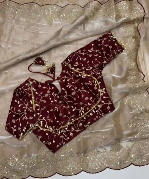Pure Soft Chiffon Fabric With Amazing Embroidery Saree