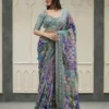 Premium Soft Chinnon Silk Saree Gold Zari & Hand Real Mirror Work (2) Premium Soft Chinnon Silk Saree | Gold Zari & Hand Real Mirror Work