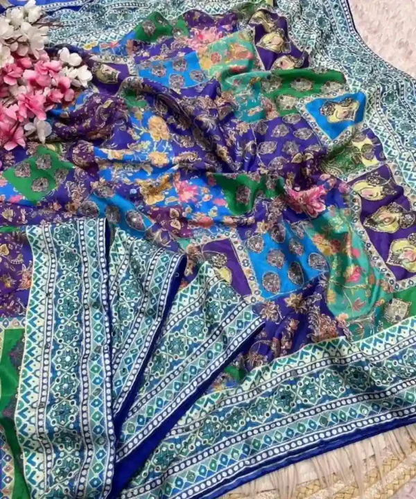 Premium Soft Chinnon Silk Saree Gold Zari & Hand Real Mirror Work (3) Premium Soft Chinnon Silk Saree | Gold Zari & Hand Real Mirror Work