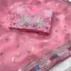 Soft Organza Silk Embroidery and Sequence Work Saree
