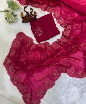Pure Space Silk Saree with Katdana Handwork