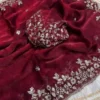 Beautiful Frendy Chiffon Sequence Work Saree | Heavy Sequins Blouse (Unstitched)