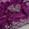 Beautiful Frendy Chiffon Sequence Work Saree | Heavy Sequins Blouse (Unstitched)